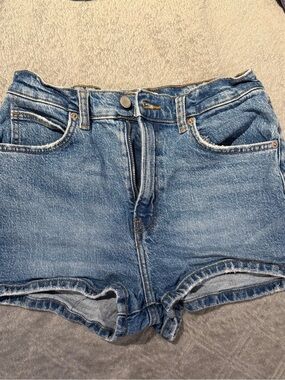 OAK + FORT High-Waist Denim Shorts - Light Blue